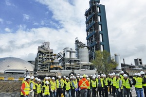  One of the groups in front of the Lafarge Exshaw plant 