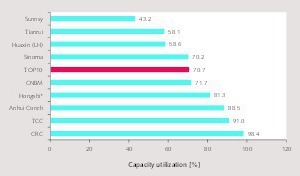  Capacity utilization by the TOP 10  