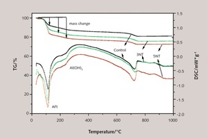  11 DSC-TG curves of specimens after hydration for 8 hours 