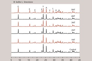  10 X-ray diffraction patterns of SAC with and without NT at 8h 