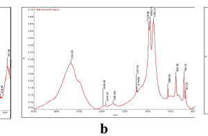  7 Infrared spectra of basalt fiber: a – initial fiber, b – after boiling in a 5 % solution of NaOH, c – after boiling in a saturated solution of lime 