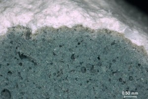  6 Six micrographs of the gypsum/grout contact zone; no indication of new phase formation 