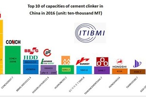  Output capacities of China's Top 10 clinker production enterprises in 2016 