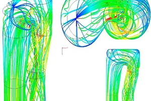  Flow pattern modelled by CFD in the PCC 