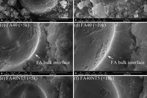  SEM images of FA-cement paste without and with NT addition at 90 days 