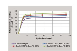  3 Dependence of the relative final bending strength on the curing time 