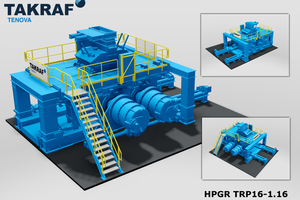  A scale model of a High-Pressure Grinding Roll (HPGR) capable of handling up to 2400 t/h 