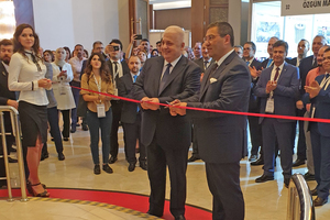  1 The ceremonial opening of the exhibition by Dr. Tamer Saka, Chairman of TÇMB &amp; TÇMB Board Members, and Suat Çalbiyik, Deputy Chairman of TÇMB (f.l.t.r.) 