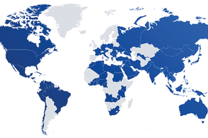  3 Export countries of Taiheiyo Engineering (coloured blue in the world map) 