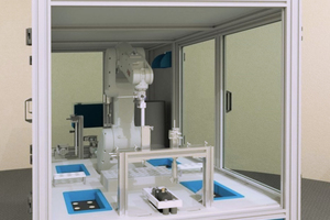  2 polab Cal – the first automated isothermal calorimeter. In front: the access to calorimeters and robot sample handling; in the back: vial storage and sample reception 