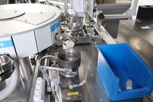  1 View into the dosing system of polab Cal. Cement and clinker powder is precisely dosed for isothermal heat flow measurements 