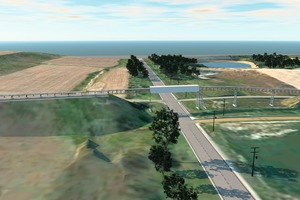  2 On the left: 3D model of the highway crossing during the project planning phase; on the right: real picture after commissioning of the same section 