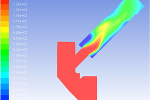  5 CFD result of the two generations of quenching chamber: first left; secong right 