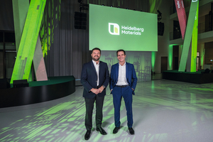  2 Jon Morrish, member of the Managing Board and responsible for the brand development, and Dr Dominik von Achten, Chairman of the Managing Board (from left), have revealed the new brand “Heidelberg Materials” at the company’s headquarters in Heidelberg/Germany 
