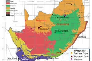  3 Map of the biomes of South Africa [22] with location of lime plants added 