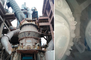  4 Inside and outside of the mill after the technical modification of the Henan Jinrong TRM53.4 raw material vertical mill  
