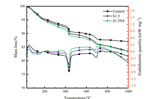  3 DSC-TG curves of different samples: (a) 12 h and (b) 28 d 