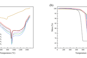  1 The DTA and TG curves of the raw material under different calcination atmospheres(a) The DTA curves; (b) The TG curves 
