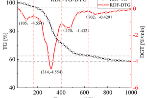  2 TG and DTG curves of RDF pyrolysis 