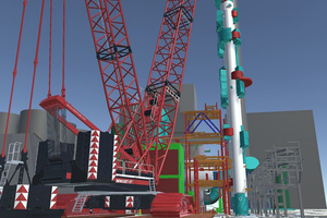  4 Heavy lifting of the stripper column on the confined construction site - 3D engineering 