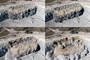  3 Quarry blast viewed from the drone 40 m above bench 