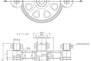  4 A new design solution permitted simplified changing of the ring: the main gearwheel and flange shaft were separated. They had been a single component in the original version. The welding ring and flange shaft could then be separately machined and only joined together again as the final operation 