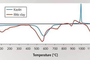  1 Heat flow curves (DSC) of the tested clays 