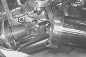  8	EBSD and FSD detector within the sample chamber of the NanoSEM (on the right, tilted sample left) 