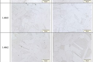  2	The initial state of the tested materials under the optical microscope; grinded and etched, 500-times magnified (500x) 