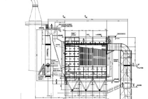  	Vormontierte Filterkopfmodule (inkl. neuem Penthouse) auf dem Elektrofilter-Gehäuse 