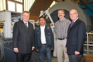  From left: Dr. Reinhold Festge (managing director of Haver &amp; ­Boecker), Nonito Estrada (service mechanic for Haver Middle East), Peter Homann ­(Venti Oelde, order processing department for the business unit ventilators) and Ralf Dörner (managing director of Venti Oelde)  