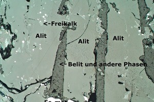  Anschliff der Schlackeprobe „Klinkerweg“ nach Ätzung (Auflichtmikroskopie, 50-fache Vergrößerung) 