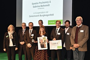  1 Sabrina Behrendt (Technical University ­Munich), one of the two winners of first place in the ­German Quarry Life Award 2016 with the members of the German jury 