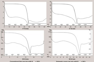  2 Thermal analysis of conventional fine and coarse marly raw mixes (heating rates: 17 K/min and 50 K/min) 