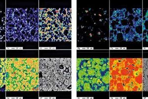  4 Clinker fabric according to ESMS measurements of a) the conventional fine and b) the extrem coarse raw mix 