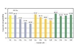  5	Compressive strengths of mortar specimens at the age of 28 days 