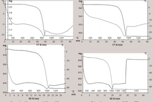  3 Thermal analysis of conventional fine and coarse raw mixes of limestone and clay (heating rates: 17 K/min and 50 K/min) 