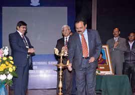  Excellence Union Minister of State for Commerce and Industry – Dr. E.M. Sudarsana Natchiappan and Mr. Ashwani Pahuja, Director General of NCB traditionally light up the lamp for opening the 13th NCB International Seminar on Cement &amp; Building Material and in memoriam of Indira Ghandi.
 