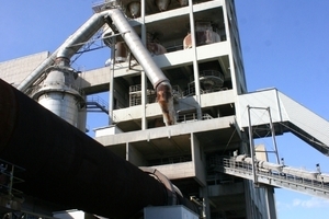  ONLINE+: Preheater tower including bypass junction and tyre feeding (right) • Wärmetauscherturm mit Bypassabgang und Reifenzugabe (rechts)  