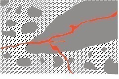  	Risse im Gesteinskorn und im umgebenden Zementstein, verursacht durch AKR (Schema) [11] 