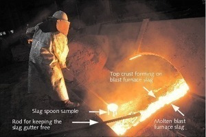  4	Draining off the blast furnace slag 