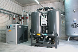  6	Compressed air drying according to the season: In summer a very efficiently working refrigeration dryer, type FD 750 VSD, is sufficient, in winter an adsorption dryer, type CD 780, with dew point control ensures a pressure dew point of up to -40 °C. 