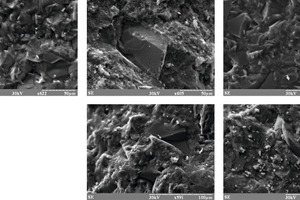  5 SEM images of the samples of AAS cements based on GBFS of 300 m2/kg (a,b), 600 m2/kg (c,d), 900 m2/kg (e) 