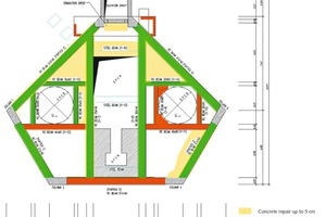  8 Extract of repair concept for preheater showing the areas to be repaired with respect to demolition depths 