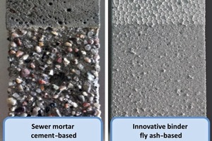  <div class="bildtext_en">2 Comparison of a fly ash-based mortar and commonly used sewer system mortar sulfuric acid for 28 days at a pH of 2</div> 