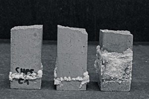  5 Illustration of salt transport through EN 196-1 mortar with no additive (C) or with 0.25 % SHP 50 (A) or with 0.25 % SHP 60+ (B) vs. drymix weight (cement + sand)Insert: schematic representation of the experimental set up 