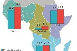  2 Sub-Saharan cement production and ­consumption in 2011 