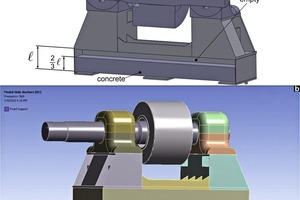 7 Side and section view of the existing pinion bearings’ ­housing basement