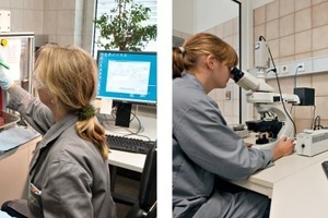 9 Not only the continuous physical and mechanical measurements (compressive and bending-strength tests), but also, in the case of special ­customer enquiries, polarisation micro-scopy, are applied in the central laboratory