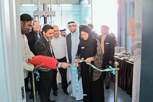 2&nbsp;&nbsp;&nbsp;&nbsp;&nbsp;&nbsp;&nbsp;&nbsp;&nbsp; Cutting the Ribbon for the MEDMA Lab at DCL: (from left to right): Ferdinand Leopolder, Laith Haboubi (MEDMA), Eng. Ali A. Elian, Eng. Imad Juma Mohammed, Eng. Hawa Abdullah Bastaki (DCL)